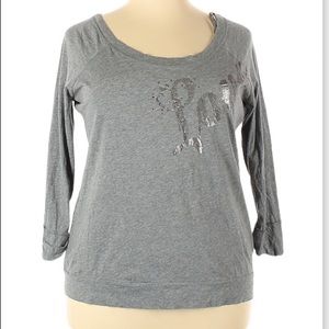 Retro Aerie American Eagle Outfitters Gray Love 3/4 Sleeve Top Size XXL